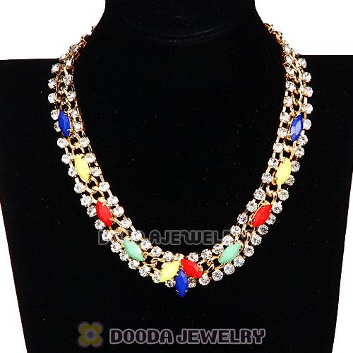 Chunky Gold Chain Resin Rhinestone Crystal Choker Collar Necklace