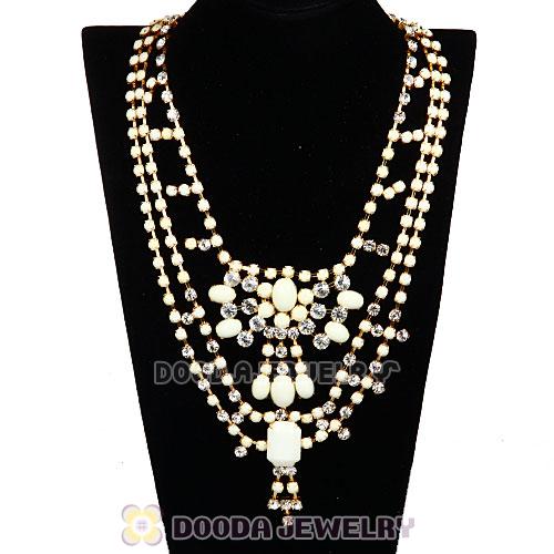 Resin Rhinestone Crystal Costume Jewelry Bib Necklace