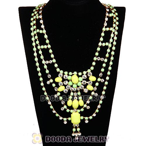 Resin Rhinestone Crystal Costume Jewelry Bib Necklace
