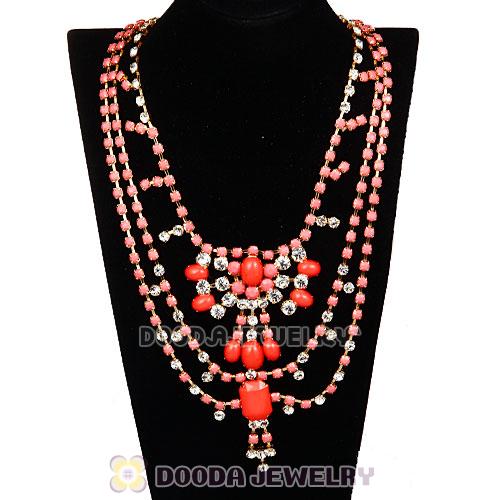 Resin Rhinestone Crystal Costume Jewelry Bib Necklace