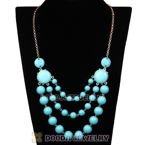 Gold Chain Three Layers Turquoise Resin Bubble Bib Statement Necklaces Wholesale 