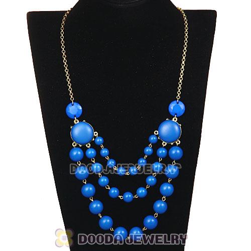 Gold Chain Three Layers Dark Blue Resin Bubble Bib Statement Necklaces Wholesale 