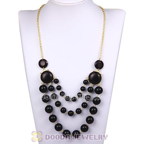 Gold Chain Three Layers Black Resin Bubble Bib Statement Necklaces Wholesale 