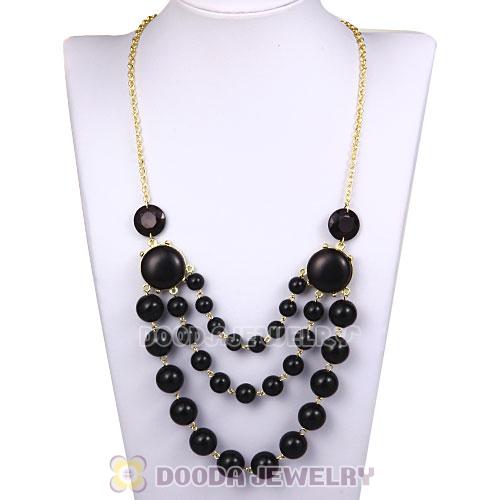Gold Chain Three Layers Black Resin Bubble Bib Statement Necklaces Wholesale