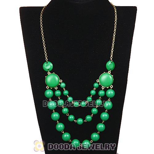 Gold Chain Three Layers Dark Green Resin Bubble Bib Statement Necklaces Wholesale 