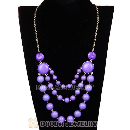 Gold Chain Three Layers Lavender Resin Bubble Bib Statement Necklaces Wholesale 
