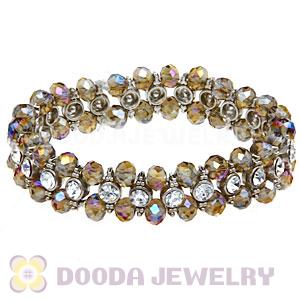Cheap Crystal And Faceted Glass Stretch Wrap Bracelet