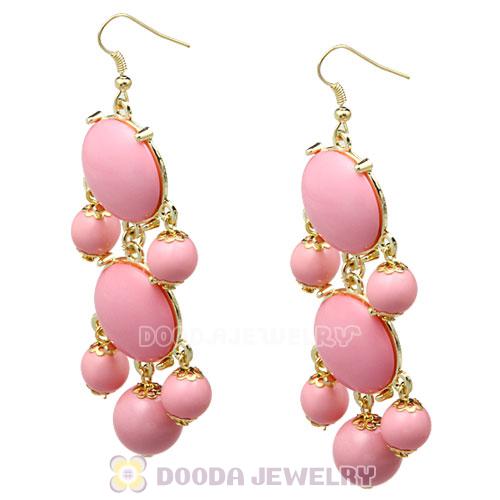 Fashion Gold Plated Pink Resin Chandelier Bubble Earrings Wholesale