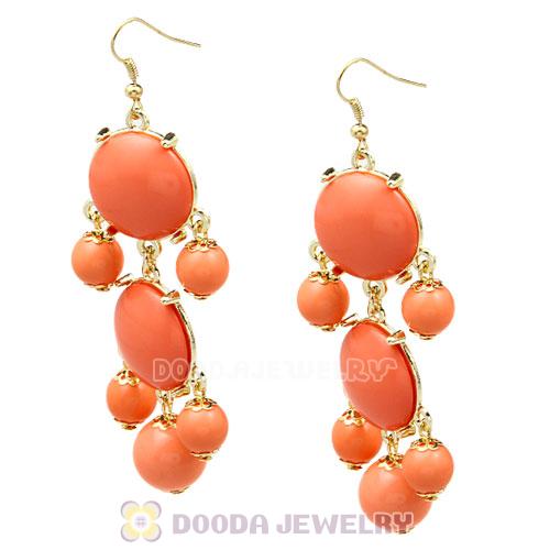 Fashion Gold Plated Orange Resin Chandelier Bubble Earrings Wholesale