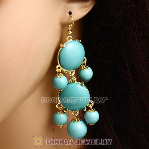 Fashion Gold Plated Turquoise Resin Chandelier Bubble Earrings Wholesale