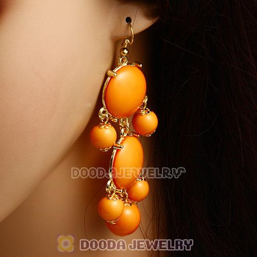 Fashion Gold Plated Yolk Yellow Resin Chandelier Bubble Earrings Wholesale