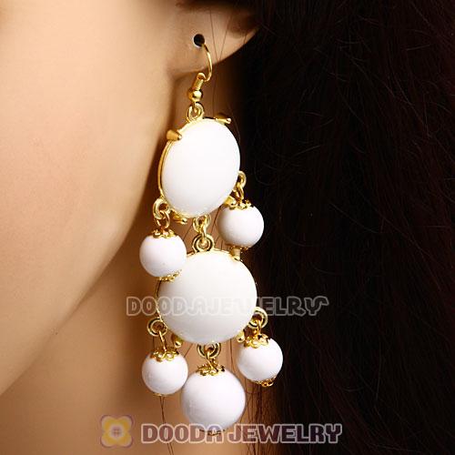 Fashion Gold Plated White Resin Chandelier Bubble Earrings Wholesale