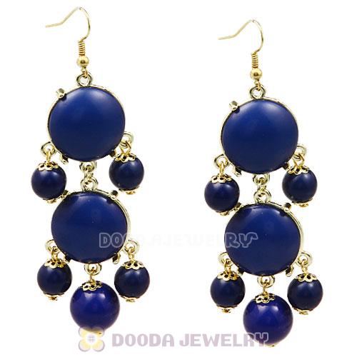 Fashion Gold Plated Navy Resin Chandelier Bubble Earrings Wholesale