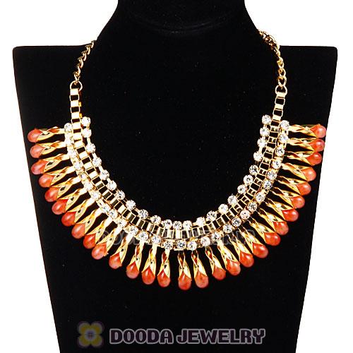 Imitation Jade Rhinestone Crystal Costume Jewelry Bib Necklace