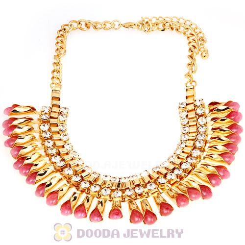 Imitation Jade Rhinestone Crystal Costume Jewelry Bib Necklace