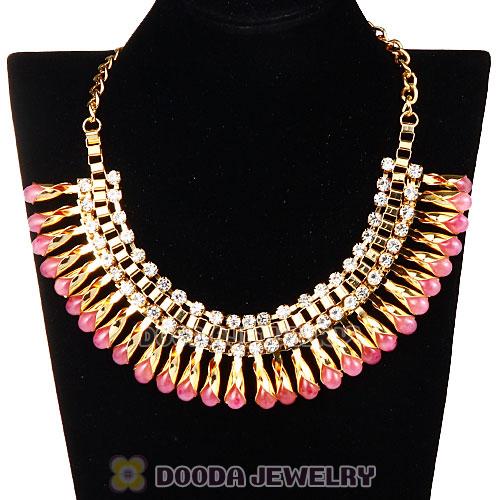 Imitation Jade Rhinestone Crystal Costume Jewelry Bib Necklace