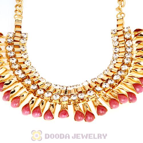 Imitation Jade Rhinestone Crystal Costume Jewelry Bib Necklace