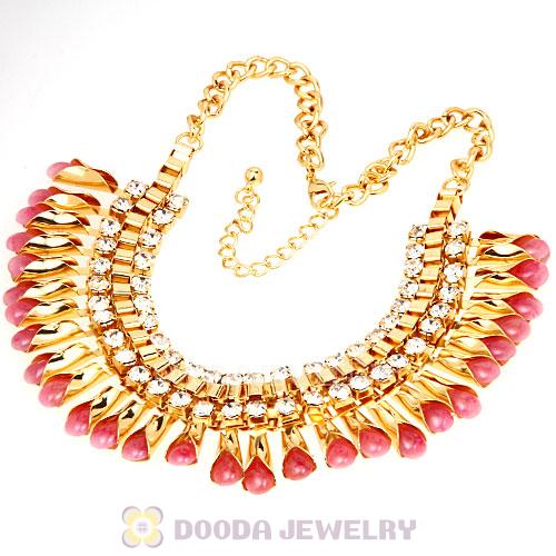 Imitation Jade Rhinestone Crystal Costume Jewelry Bib Necklace