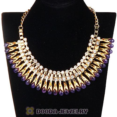 Imitation Jade Rhinestone Crystal Costume Jewelry Bib Necklace