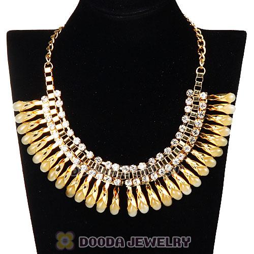 Imitation Jade Rhinestone Crystal Costume Jewelry Bib Necklace