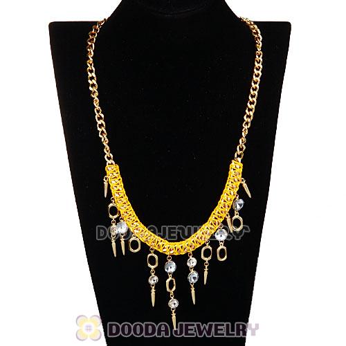 Chunky Gold Chain Rhinestone Crystal Pendant Necklace