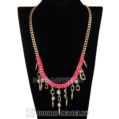 Chunky Gold Chain Rhinestone Crystal Pendant Necklace