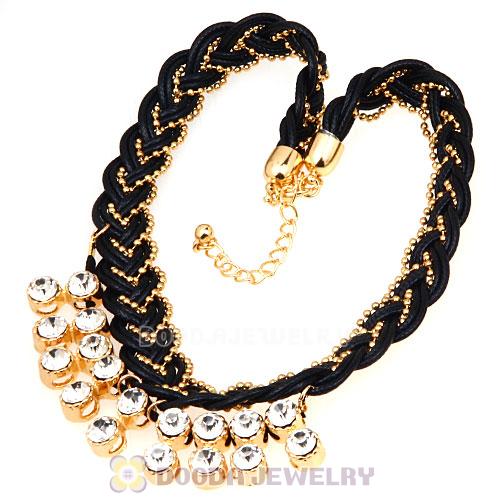 Chunky Gold Chain Rhinestone Crystal Pendant Necklace