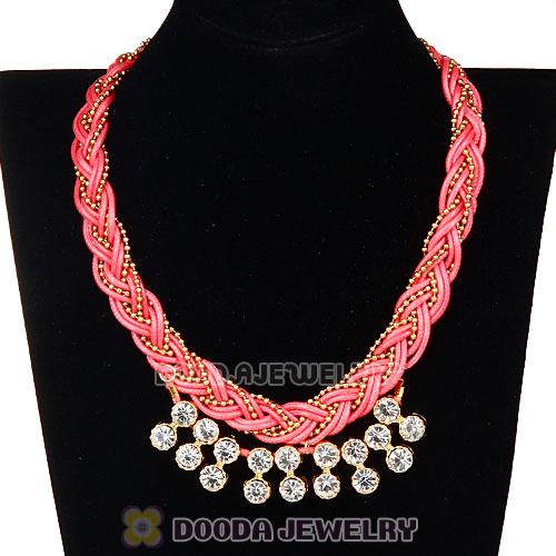 Chunky Gold Chain Rhinestone Crystal Pendant Necklace
