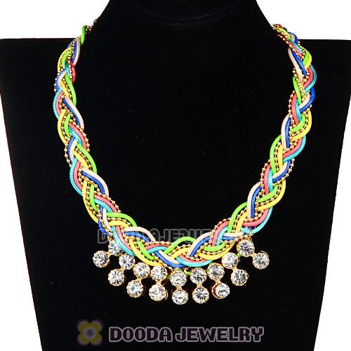 Chunky Gold Chain Rhinestone Crystal Pendant Necklace