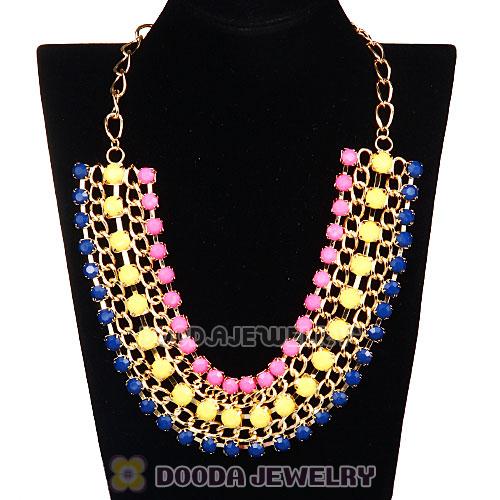 Chunky Gold Chain Resin Choker Collar Bib Necklace