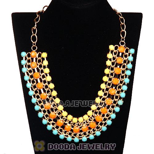 Chunky Gold Chain Resin Choker Collar Bib Necklace