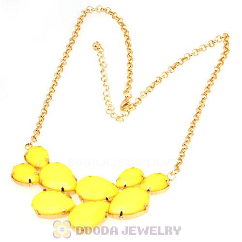 Gold Chain Yellow Resin Diamond Pendant Necklace Wholesale