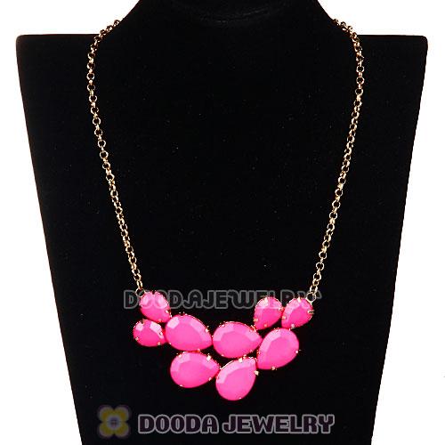 Gold Chain Roseo Resin Diamond Pendant Necklace Wholesale