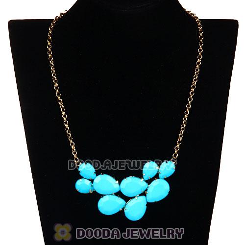 Gold Chain Cyan Resin Diamond Pendant Necklace Wholesale