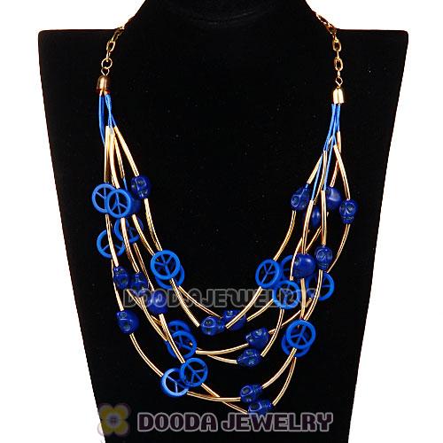 Turquoise Skull Head And Peace Sign Bib Necklace Wholesale