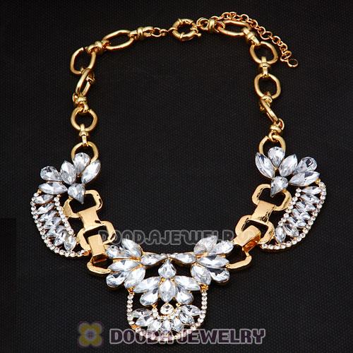 Chunky Gold Chain Resin Rhinestone Costume Jewelry Necklace 