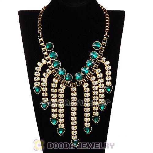 Chunky Gold Chain Resin Rhinestone Costume Jewelry Necklace 
