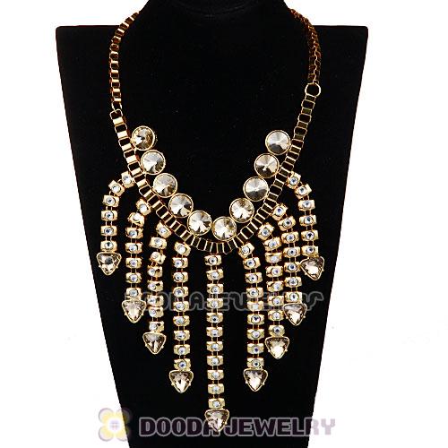 Chunky Gold Chain Resin Rhinestone Costume Jewelry Necklace 