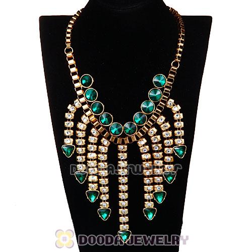Chunky Gold Chain Resin Rhinestone Costume Jewelry Necklace 