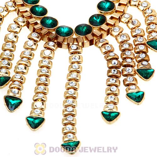 Chunky Gold Chain Resin Rhinestone Costume Jewelry Necklace 