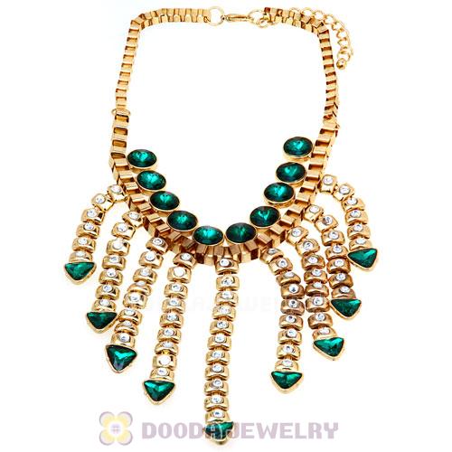 Chunky Gold Chain Resin Rhinestone Costume Jewelry Necklace 