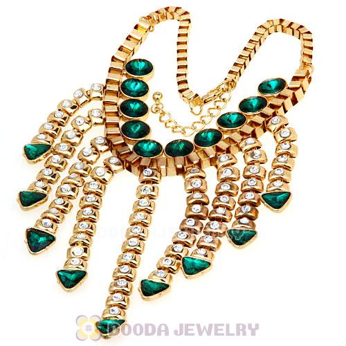 Chunky Gold Chain Resin Rhinestone Costume Jewelry Necklace 