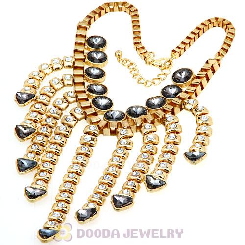 Chunky Gold Chain Resin Rhinestone Costume Jewelry Necklace 