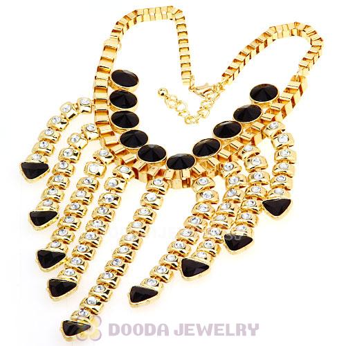 Chunky Gold Chain Resin Rhinestone Costume Jewelry Necklace 
