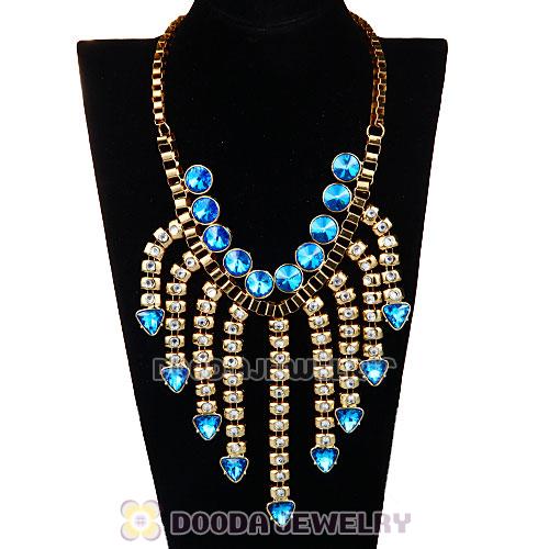 Chunky Gold Chain Resin Rhinestone Costume Jewelry Necklace 