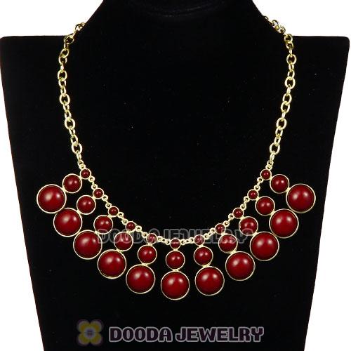 Fashion Claret Resin Bubble Bib Statement Necklace Wholesale