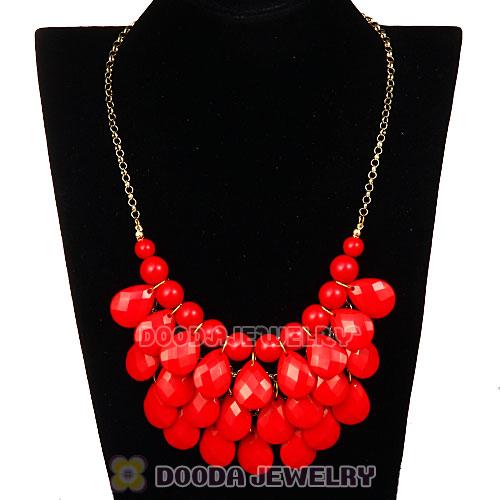 New Fashion Coral Red Bubble Bib Statement Necklace Wholesale