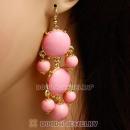 Fashion Gold Plated Pink Resin Chandelier Bubble Earrings Wholesale