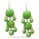 Fashion Gold Plated Olivine Resin Chandelier Bubble Earrings Wholesale