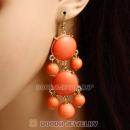 Fashion Gold Plated Orange Resin Chandelier Bubble Earrings Wholesale
